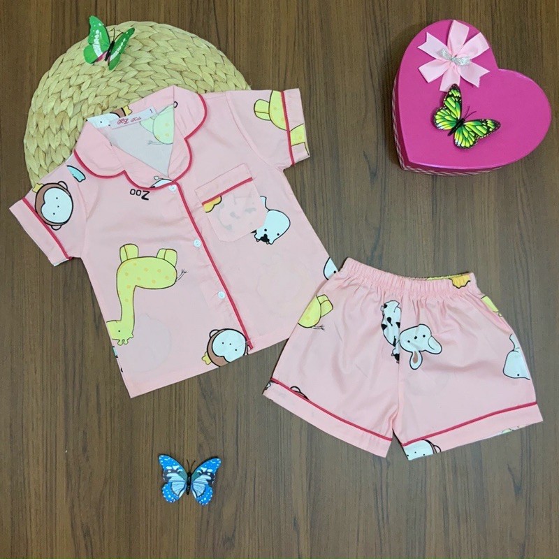 bộ pijama đùi kate lụa bé gái 10-32kg