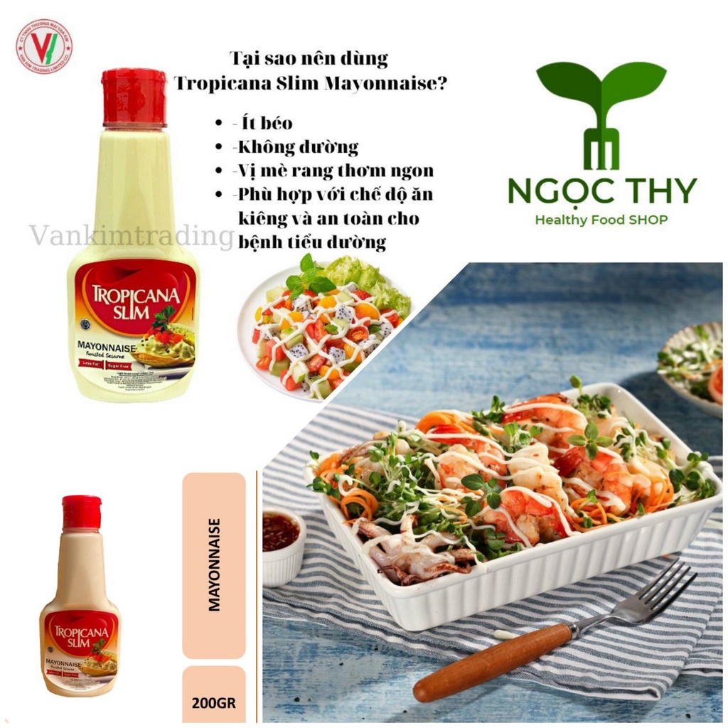 Sốt mayonnaise mè rang Tropicana Slim không đường ít béo 200gr