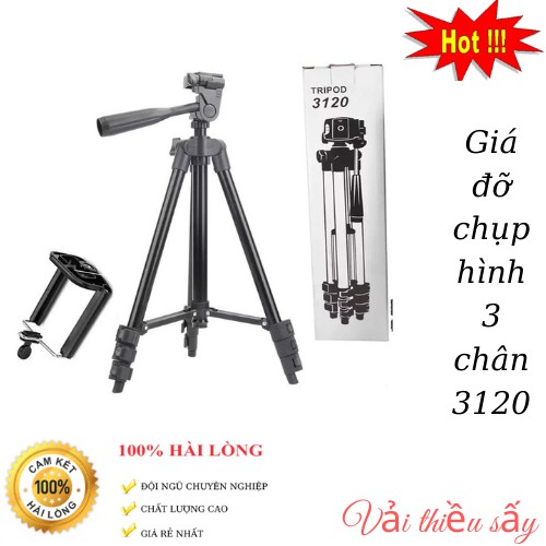 Giá Đỡ Chụp Hình Tripod 3 Chân 3120 + Đầu Kẹp Cao CấpGậy chụp hình