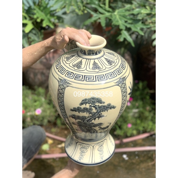 Hút lộc mai bình men rạn tứ cảnh gốm sứ Bát Tràng