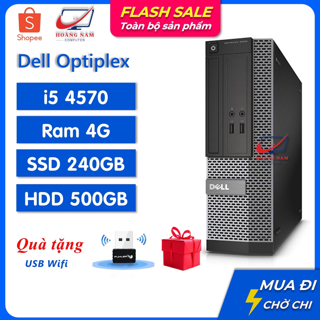 Cây Máy Tính Để Bàn ⚡️Freeship⚡️ Bộ Máy Tính Bàn- Dell Optiplex 3020 (I5 4570 Ram 4G/240GB/500GB) - Bảo Hành 12 Tháng