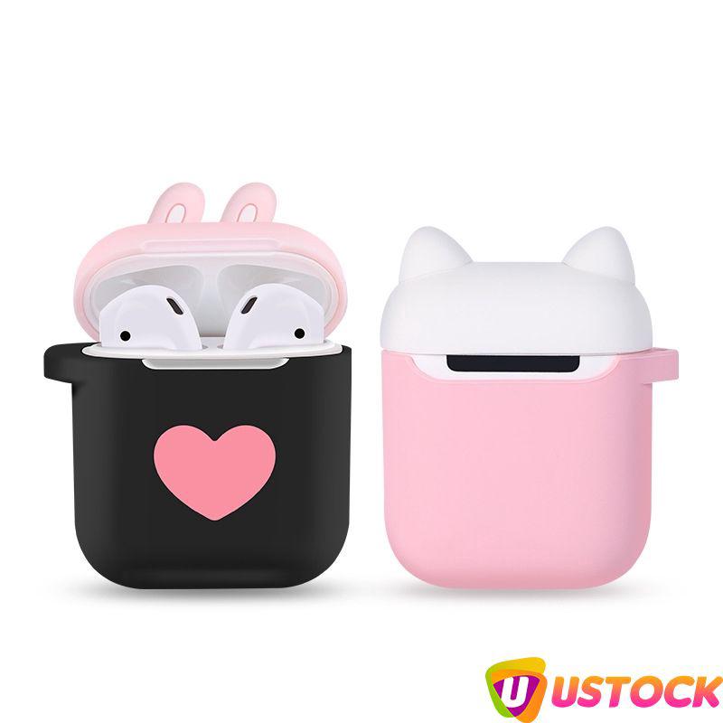 Phụ kiện bằng silicone hình mèo cute bảo vệ tai nghe không dây Apple AirPods