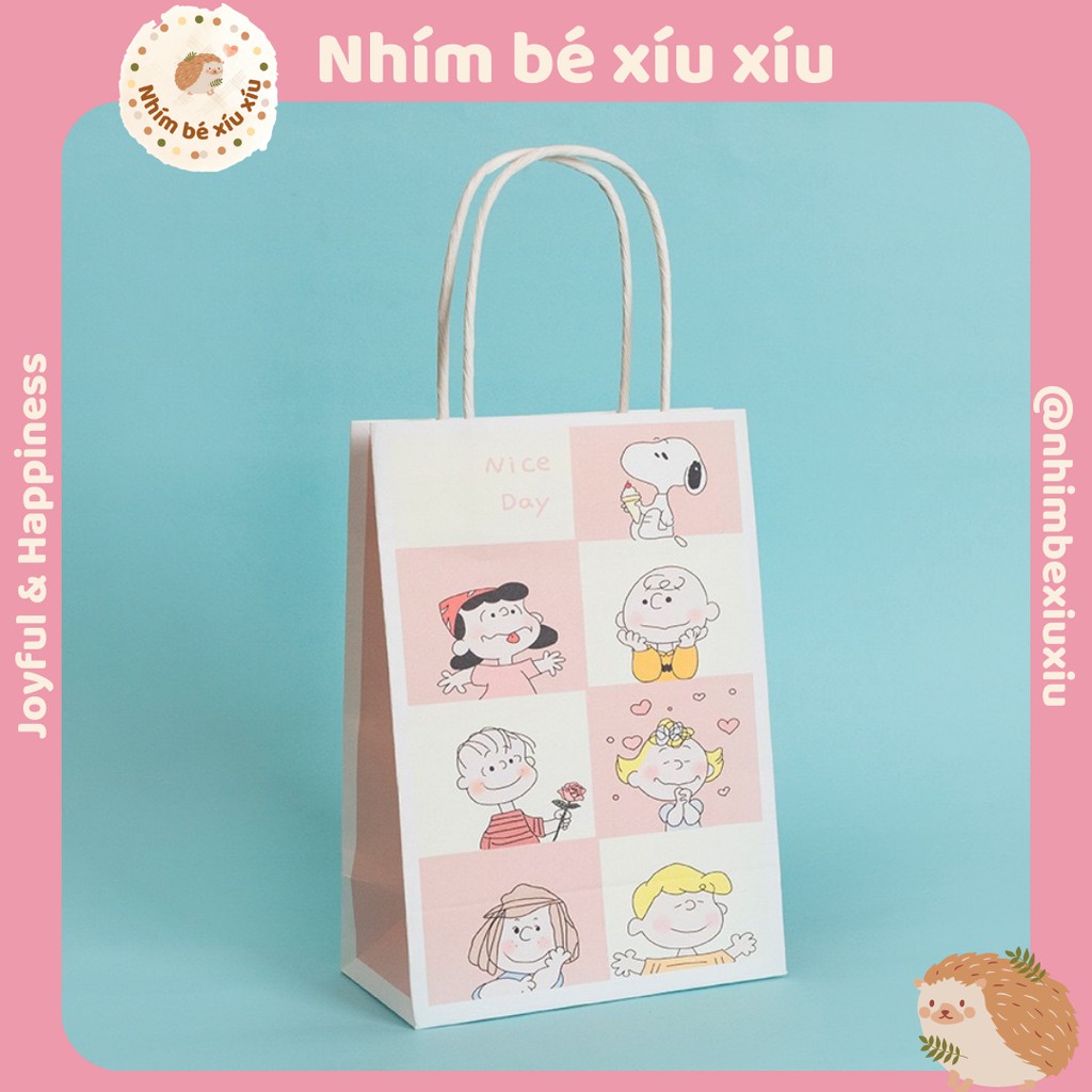 Túi giấy đựng quà tặng có quai xách họa tiết hoạt hình Hàn Quốc dễ thương VT52 | BigBuy360 - bigbuy360.vn