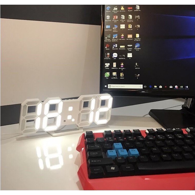 [ Hàng Chính Hãng ] Đồng hồ LED 3D treo tường, để bàn thông minh TN828 Smart Clock Bền Đẹp