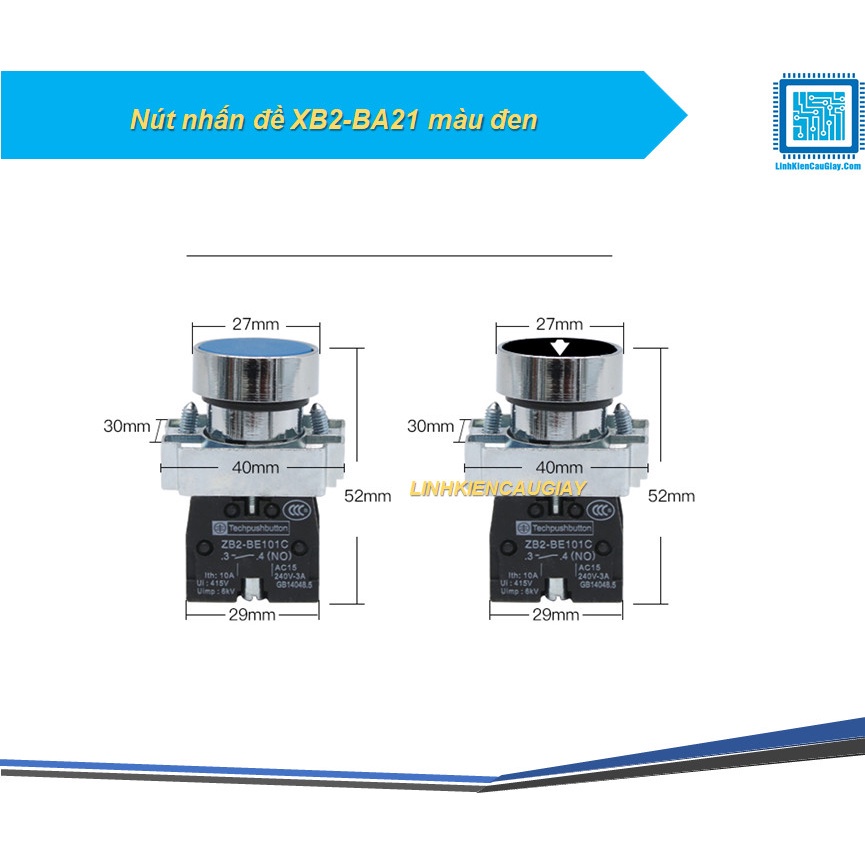 Nút nhấn đề XB2-BA21 màu đen