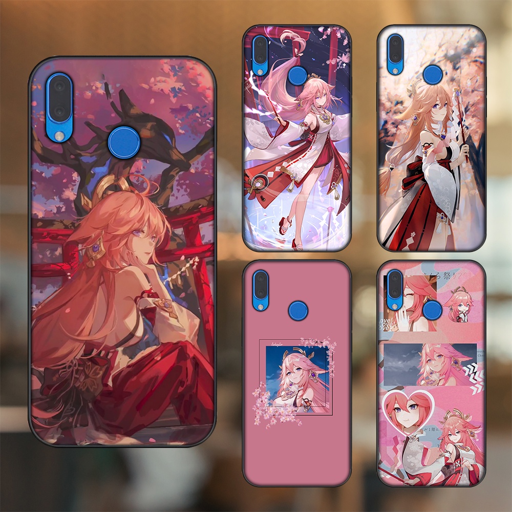 Ốp lưng Huawei Nova 3, Nova 3i, Nova 3e, P20 Lite viền đen in hình Yae Miko Genshin Impact