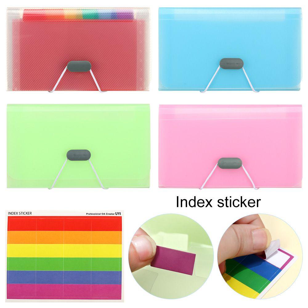 CHOOKEY Túi Nhựa Đựng Tài Liệu Giấy Tờ Khổ A6 Màu Cầu Vồng Thời Trang