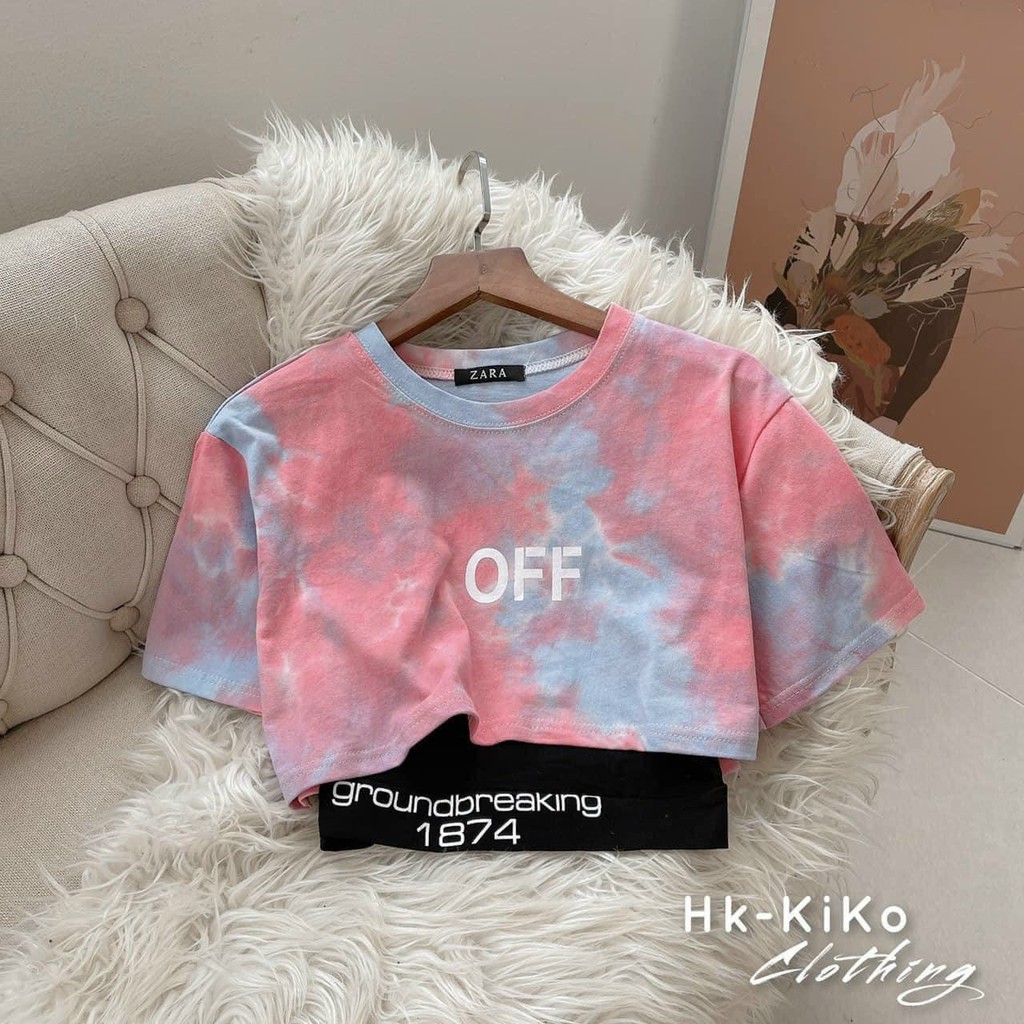 set áo kiểu màu loang gồm áo trong 2 dây xinh cá tính