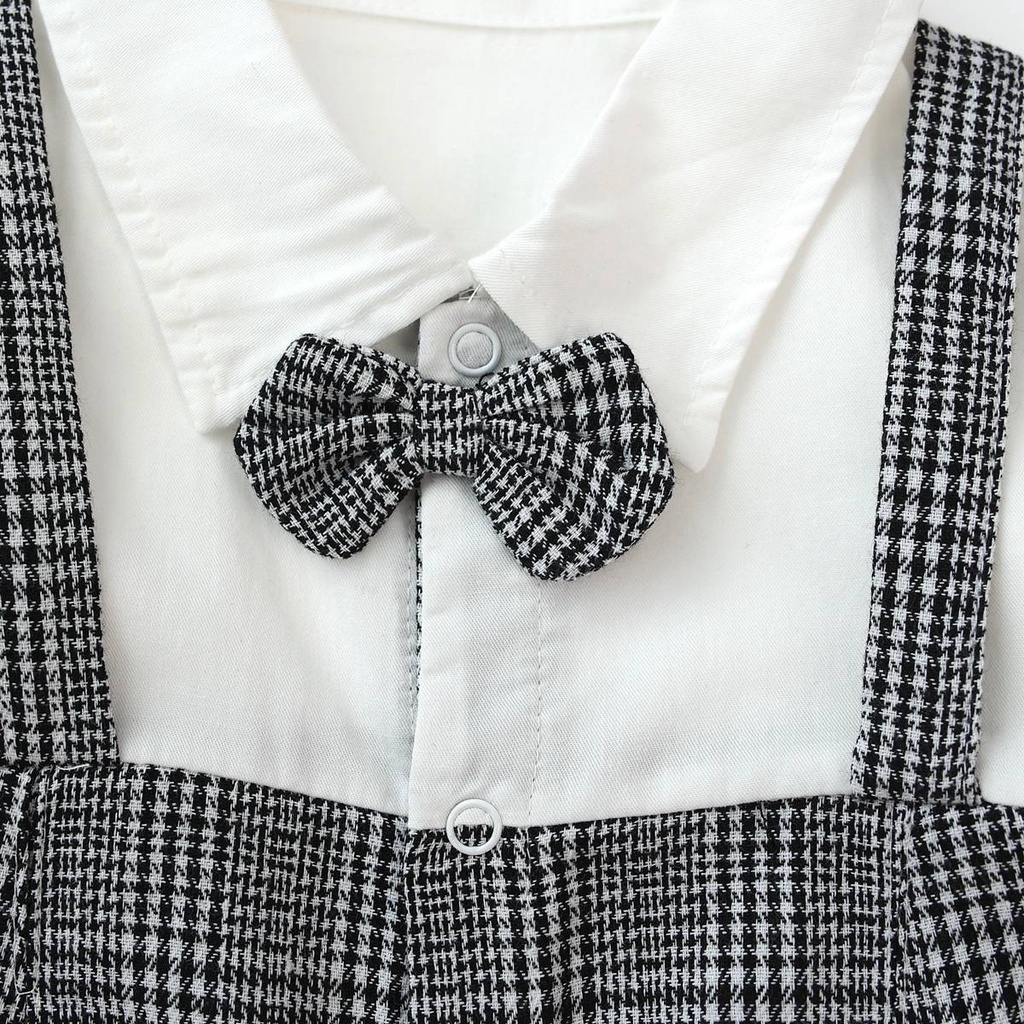 Bộ áo liền quần Sanlutoz dài tay bằng cotton họa tiết kẻ sọc dành cho bé trai