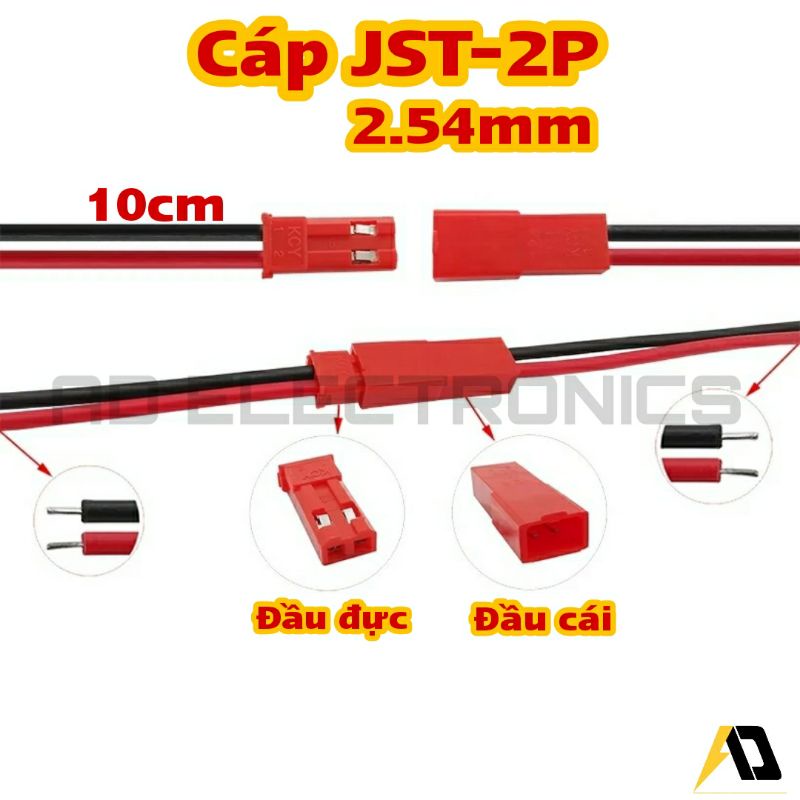 [Giá Xưởng]Cáp JST 2P 2.54mm Đực Cái - Jack JST 2P Đực Cái