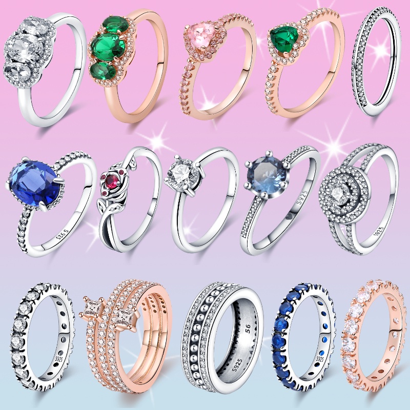 Nhẫn Bạc 925 Hình Vương Miện Đính Đá Zircon Xanh 2022 Thời Trang Cho Nữ