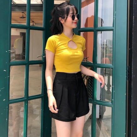 Quần short nữ cạp liền khóa lưng, quần đùi nữ lưng cao nhiều màu chất tuyết mưa | BigBuy360 - bigbuy360.vn