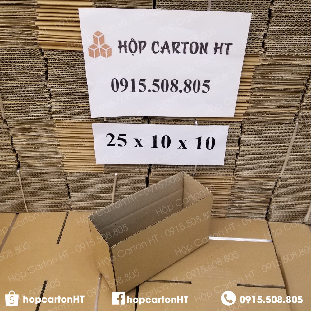 Combo 5 Hộp Carton Gói Hàng 25x10x10 Thùng Giấy Lớn Đựng Hàng Mỹ Phẩm 3 Lớp Dày Dặn - Hộp Carton HT