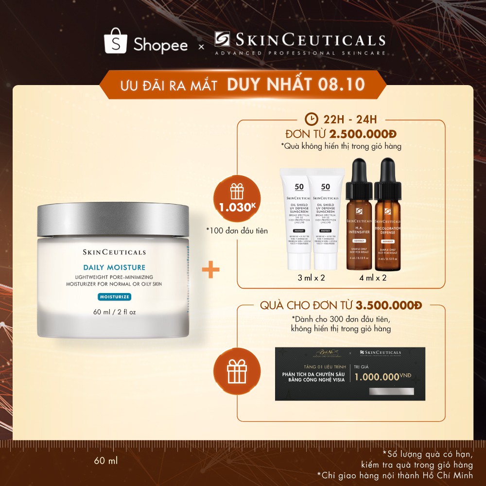 [COSSKINC giảm 120K] ​Skinceuticals Daily Moisture giúp cung cấp và duy trì độ ẩm da, dưỡng da căng mượt​ 60ml