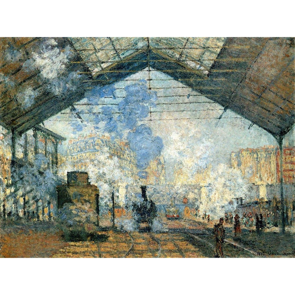 Áp phích in hình tranh vẽ nhà ga Saint-Lazare trang trí tường nhà