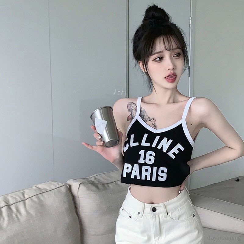 Áo Croptop Hai Dây Dệt Kim Phong Cách Hàn Quốc Thời Trang Cho Nữ