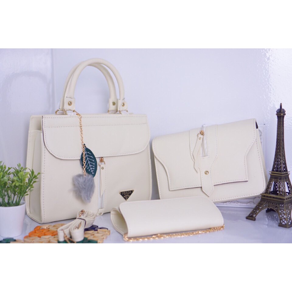 Bộ 3 túi ví PRADA kèm bông