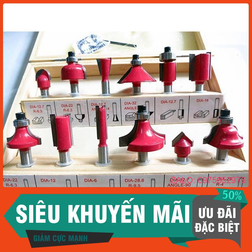 BỘ MŨI PHAY GỖ  6MM Hàng loại 1