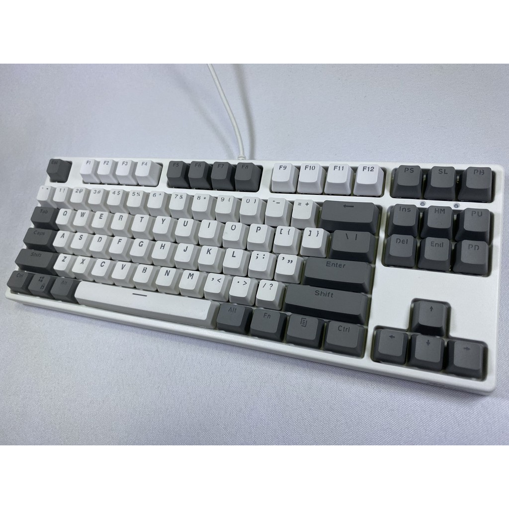 Keycaps màu trắng xám, 87 Phím PBT Bàn phím cơ Keycaps Bàn phím cơ Double Backlit Word Màu trong suốt Phím chơi game dành cho Bàn phím bố cục Hoa Kỳ cho Cherry MX