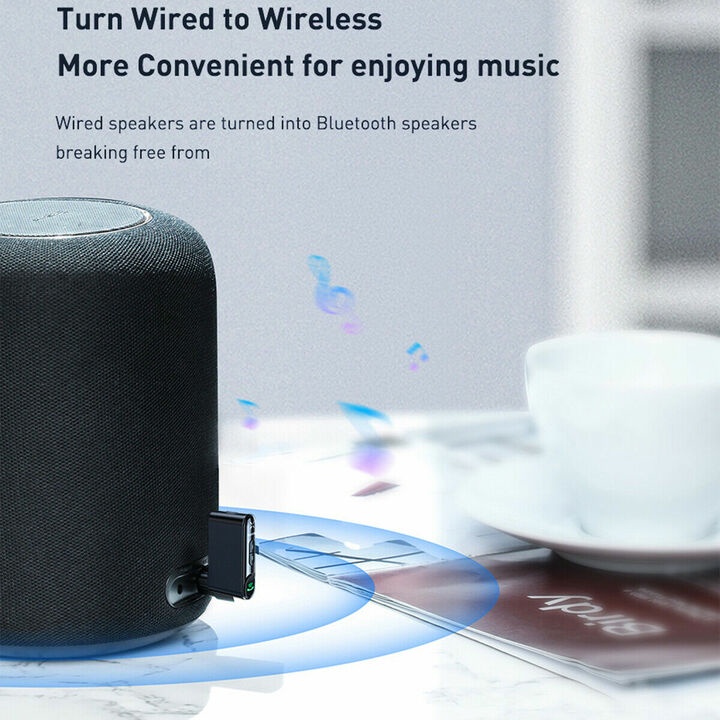 Bộ thu phát Bluetooth Receiver Baseus WXQY-01 Bluetooth version: v5.0, Cổng sạc micro USB, tai nghe giao diện AUX 3,5