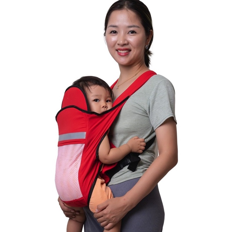 Địu 4 tư thế có đỡ cổ phản quang cho em bé có lưới thoáng mát cao cấp Royal