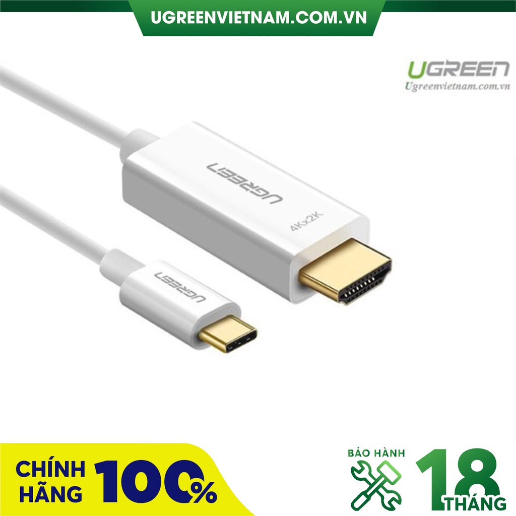 Cáp chuyển đổi USB-C sang HDMI hỗ trợ 4K, 3D dài 1,5m chính hãng Ugreen 30841