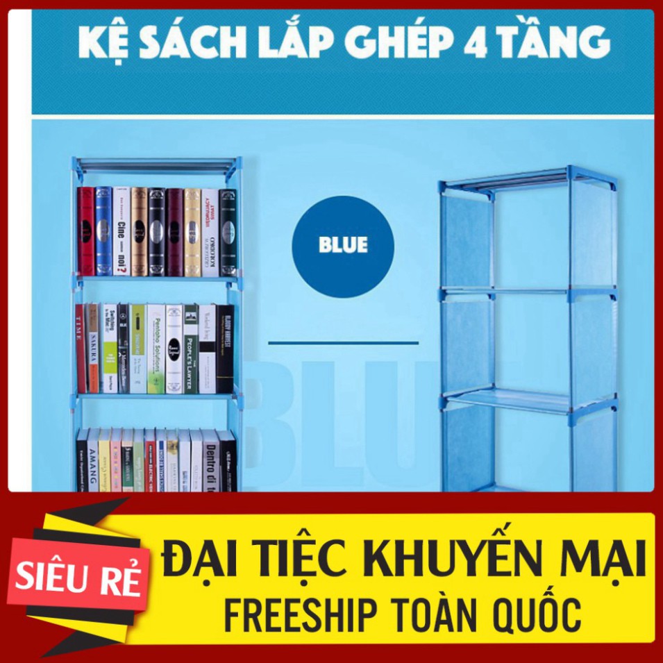 [RẺ VÔ ĐỊCH]- Kệ Sách Lắp Ghép 5 Tầng 4 Ngăn -Siêu Giảm