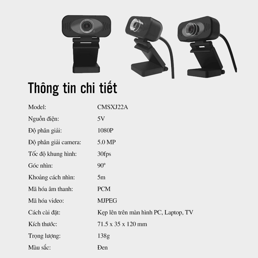 Webcam full HD 1080p Xiaomi IMILAB góc rộng 90 độ, tích hợp micro giảm ồn - Bảo hành 1 tháng - Shop Thế Giới Điện Máy