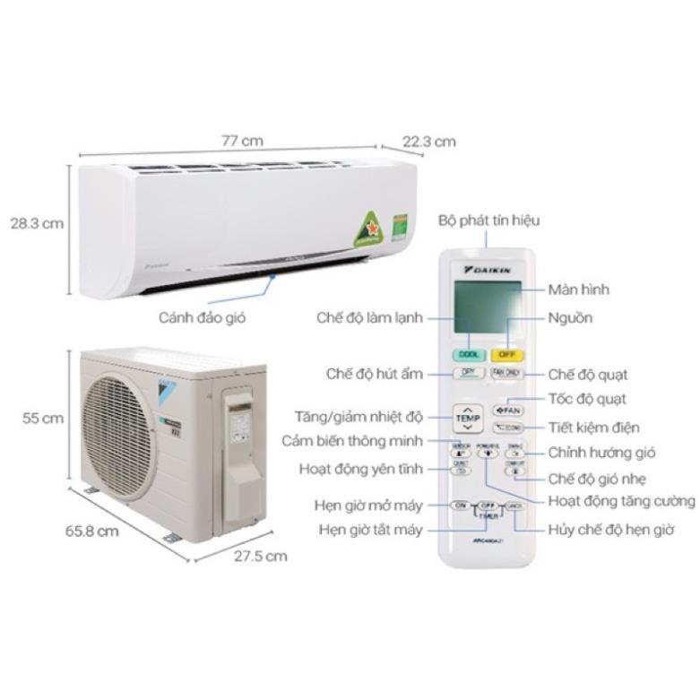 [ FREESHIP TẠI HÀ NỘI ] Điều hòa Daikin inverter 1 chiều 9000BTU FTKA25UAVMV [ Hàng chính hãng - BH 12 năm ] BM