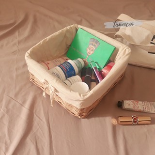 Khay/rổ mây dạng vuông lớn đựng đồ trang trí