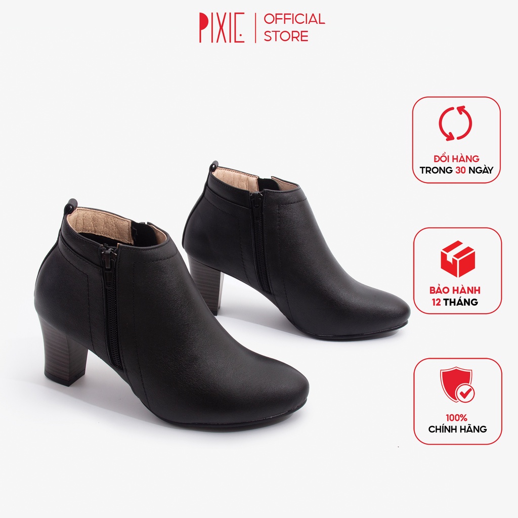 Giày Boot Cao Gót 6cm Gót Trụ Cổ Ngắn Pixie P039