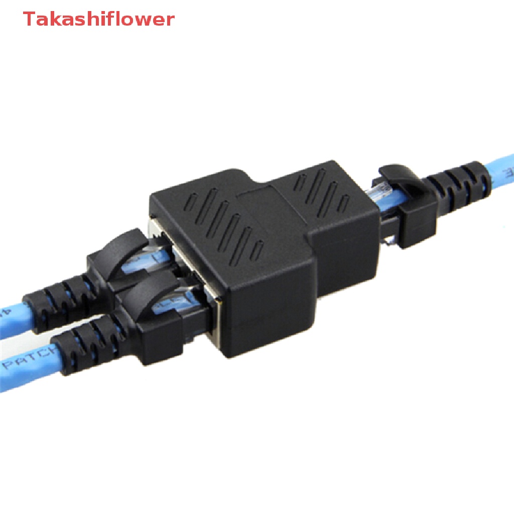 (Takashiflower) 1 to 2 LAN ethernet Network Cable RJ45 Splitter Plug Adapter Connector