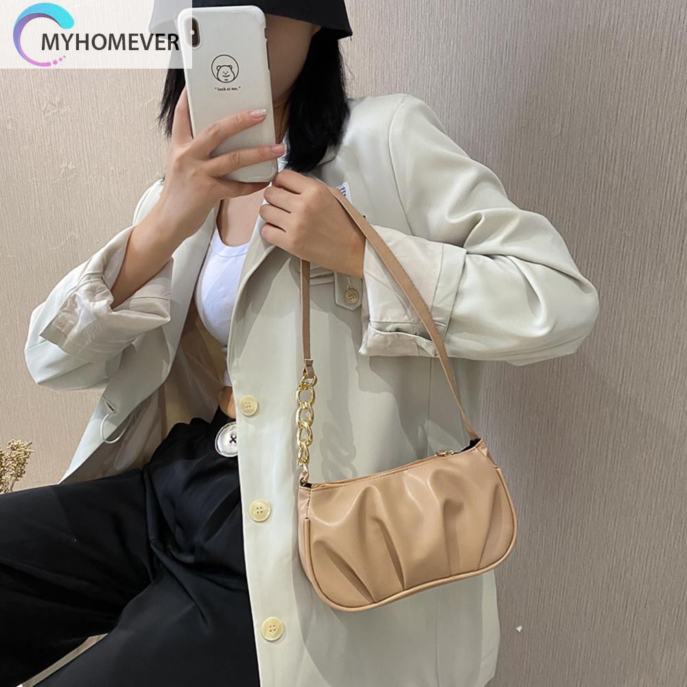 Túi xách da PU phối xích kim loại thời trang cho nữ