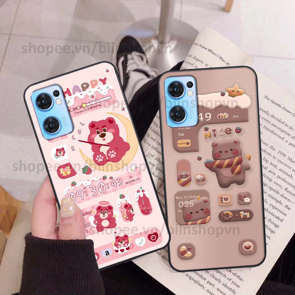 Ốp Oppo Reno7 / Reno7 Z 5G / Reno 7 in 3D icon gấu nổi siêu xinh, siêu đáng yêu, cá tính phong cách