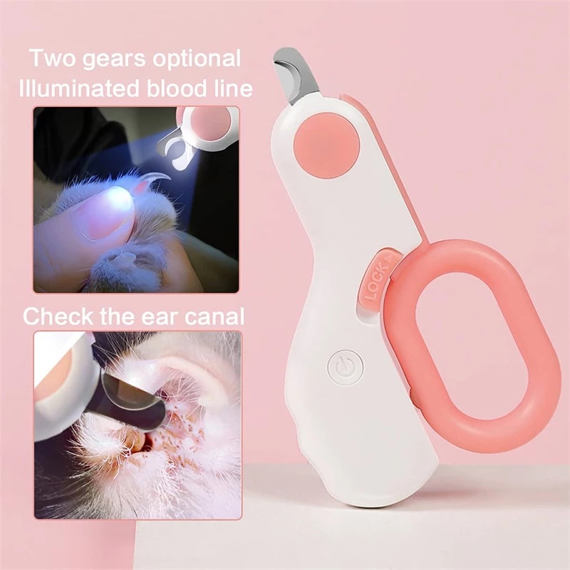 Dụng Cụ Cắt Móng Tay Chuyên Nghiệp Bằng Thép Không Gỉ Có Đèn LED Cho Thú Cưng