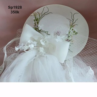 Mũ voan nơ cài tóc cô dâu