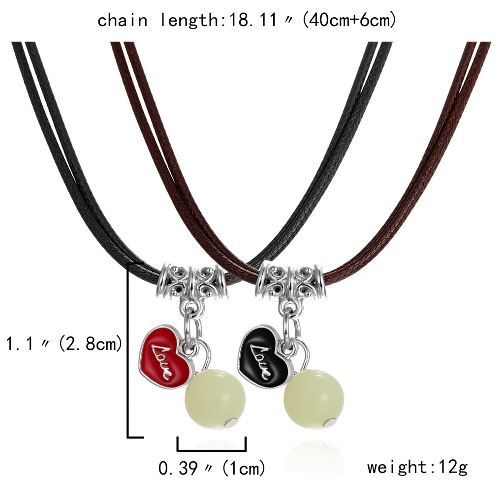 Set 2 vòng cổ RINHOO FRIENDSHIP mặt dạ quang tùy chọn thời trang Hàn Quốc cho nam và nữ