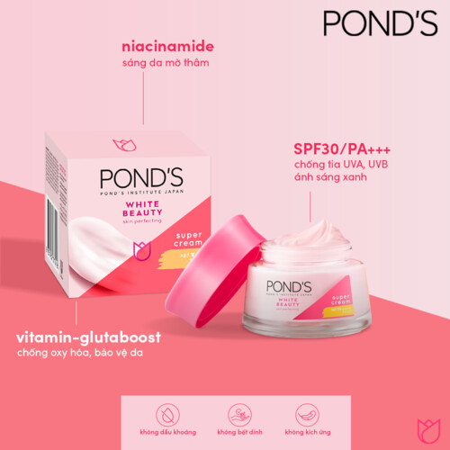 Kem Dưỡng Da Pond'S Bright Beauty Spf 30 Pa+++ Chống Lão Hoá Ban Ngày Chống Nắng Spf 30 Pa+++ Sáng Hồng Rạng Rỡ 50G