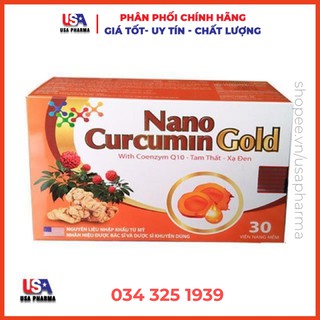 Nano Curcumin Gold Tam Thất Xạ Đen giảm viêm loét dạ dày, tá tràng - Hộp 30 viên