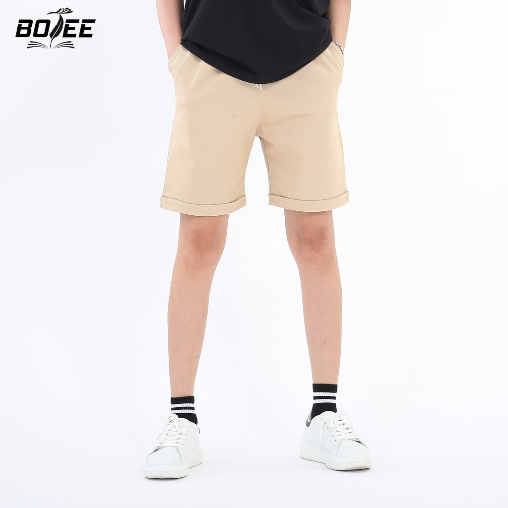 [Mã FASHIONT4MA2 giảm 10K đơn 50K] Quần short đùi kaki BOTEE unisex màu Kem dày dặn đơn giản form suông đẹp