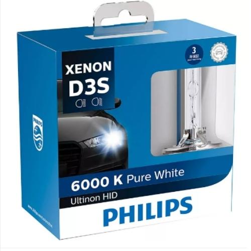 Bộ 2 Bóng đèn pha Ô tô/Xe hơi Xenon Philips PURE WHITE D3S 42403 42V 35W 6000K - Hàng Chính Hãng