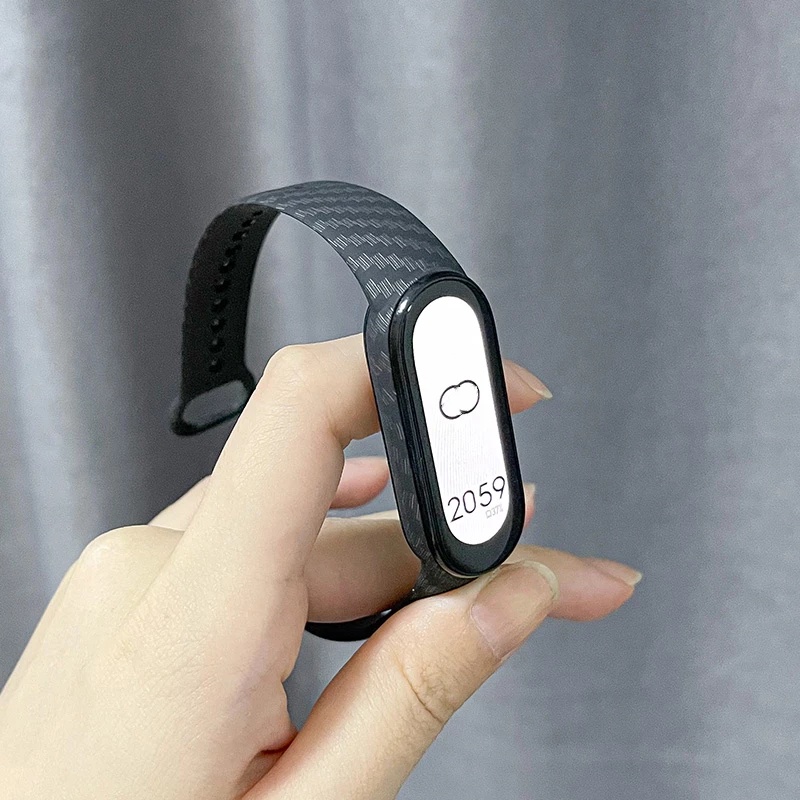 Dây Đeo Cổ Tay Thể Thao Thay Thế Bằng Sợi Carbon Cho Xiaomi Band 6 5 4 3