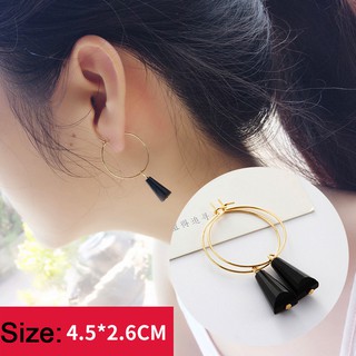 Bông Khuyên Tai Nữ Hàn Quốc Khung Tròn Mix Hạt Lựu Dài Nhiều Màu Sắc Cá Tính !