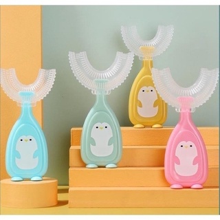 Soft silicone U-shaped baby toothbrush for children from 2 to 12 years old penguin shape