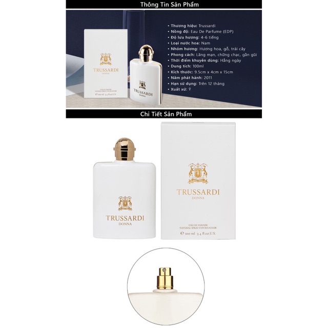 Nước hoa nữ Trussardi Dona EDP sp. 100ml TRIF82002N