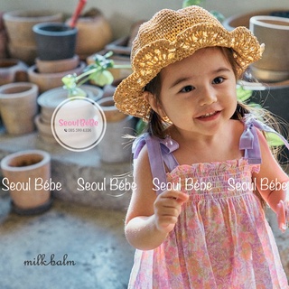 Mũ cói ren cho bé gái hãng Milkbalm hè 2022