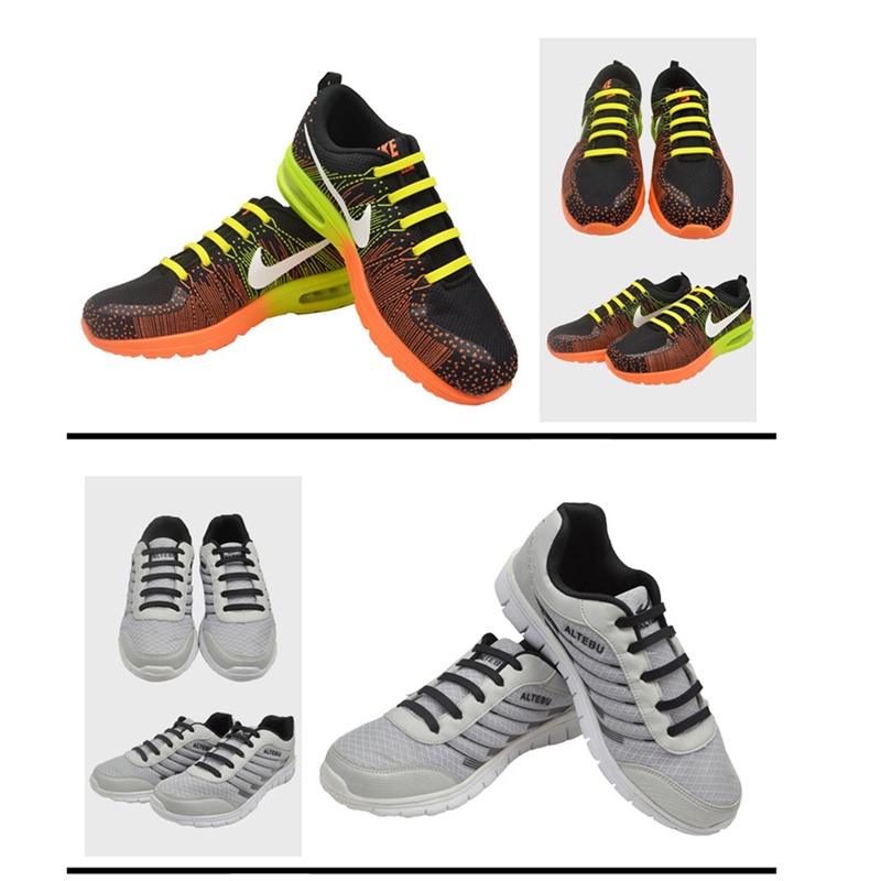 Set 12 Dây Giày Thể Thao Bằng Cao Su Silicone Co Giãn Phối Ren An Toàn Nhanh Chóng Cho Người Lớn Và Trẻ Em