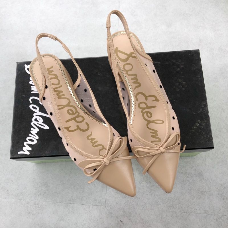 Giày cao gót nữ mặt lưới mũi nhọn có quai sau đế 4cm Sam Edelman