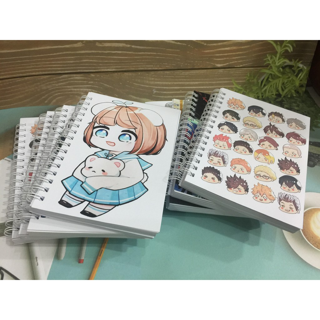 Sổ tay gáy xoắn in theo yêu cầu kimetsu no yaiba haikyuu one pice naruto attack on titan Bungou Stray Dogs tokyo goul