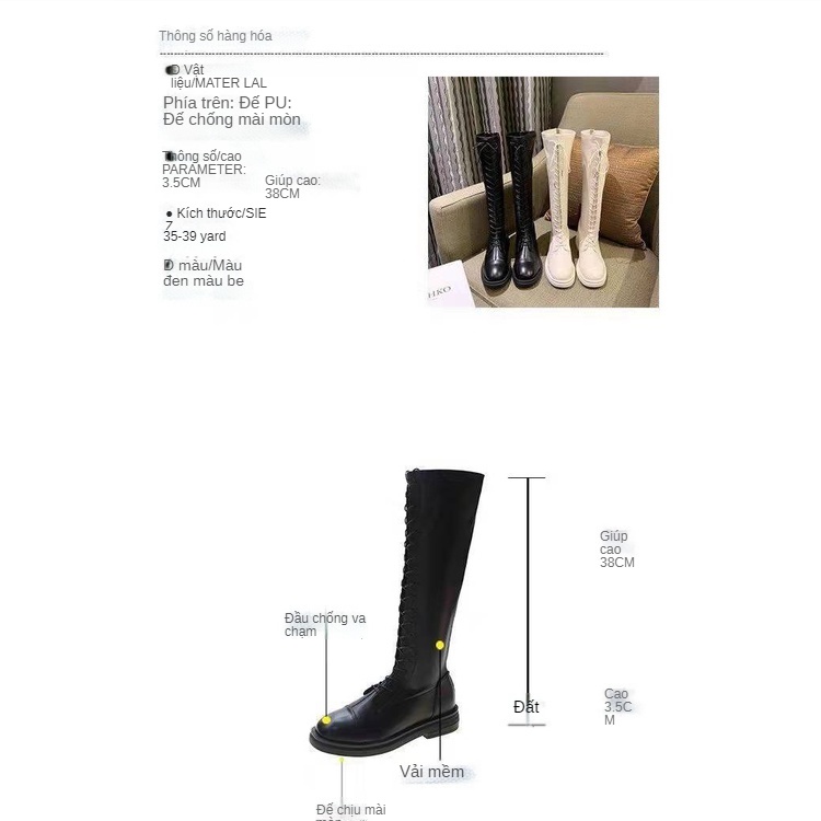 Giày boot da mỏng mềm cao cấp phong cách Hàn Quốc thời trang xuân thu cho nữ boot cao cổ，boot 35cm，boot đùi，boot nữ，bot nữ cao cổ，boot chiến binh，boot lưới cao cổ，giày boot lolita